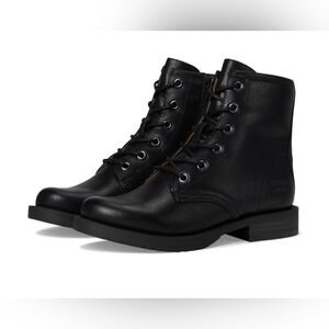 NEW Frye & Co Girl's 6 Chesnee Lace-Up Black Leather Combat Boots Lace Up & Zip